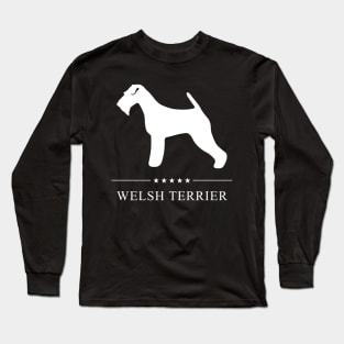 Welsh Terrier Dog White Silhouette Long Sleeve T-Shirt